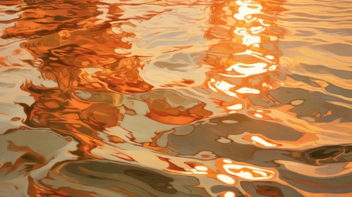 Golden Reflection: A Photorealistic View of a River at Sunset
