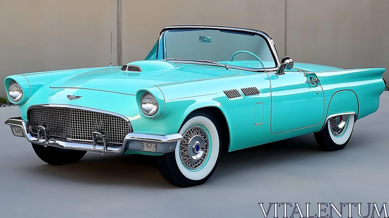 Classic Turquoise Convertible with Chrome Details AI Image