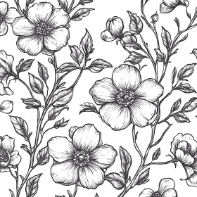 Intricate Floral Pattern in Black and White