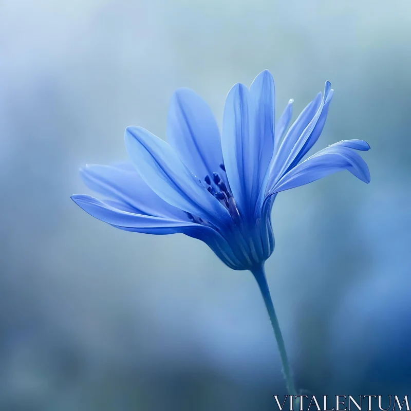 Delicate Blue Flower Close-Up AI Image