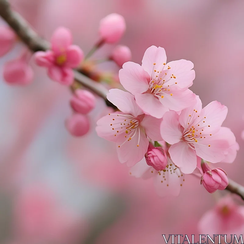 Cherry Blossom Close-Up in Spring Bloom AI Image