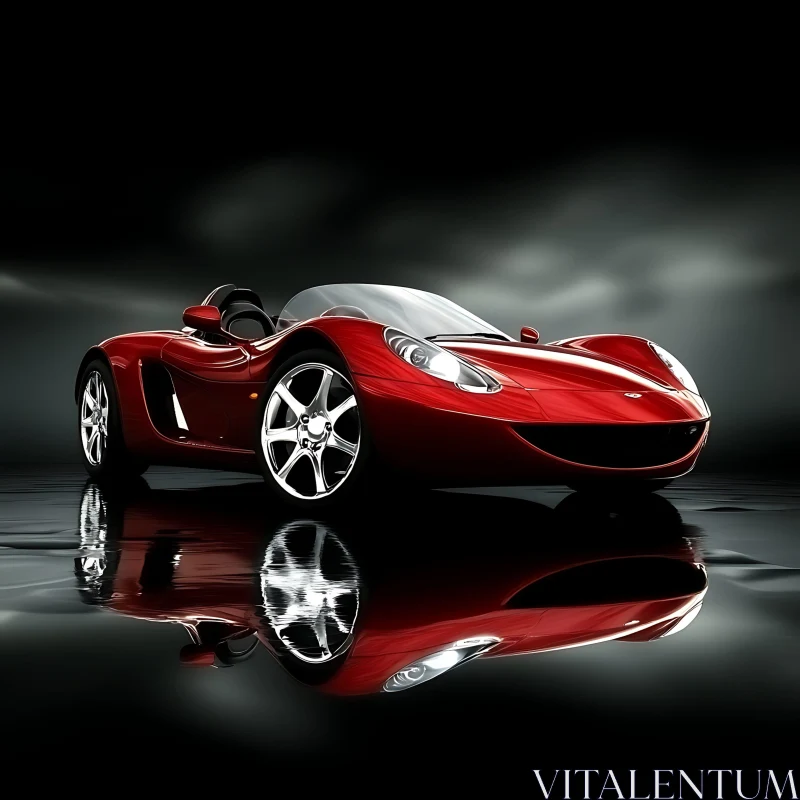 Luxury Red Convertible Sports Car AI Image