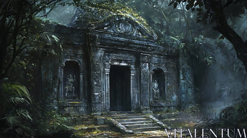 Mysterious Abandoned Temple in the Jungle AI Image