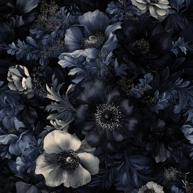 Sophisticated Dark Blue Floral Design