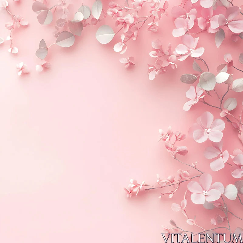 AI ART Elegant Pink and Grey Flowers with Soft Background