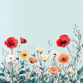 Botanical Art with Colorful Floral Design