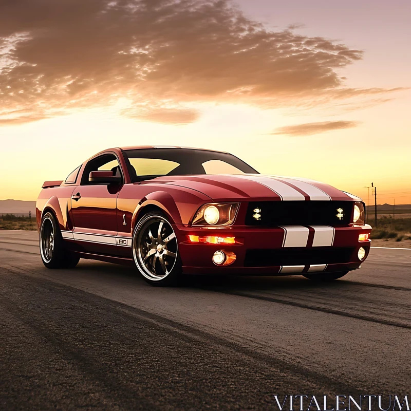 Classic Red Racing Car at Dusk AI Image