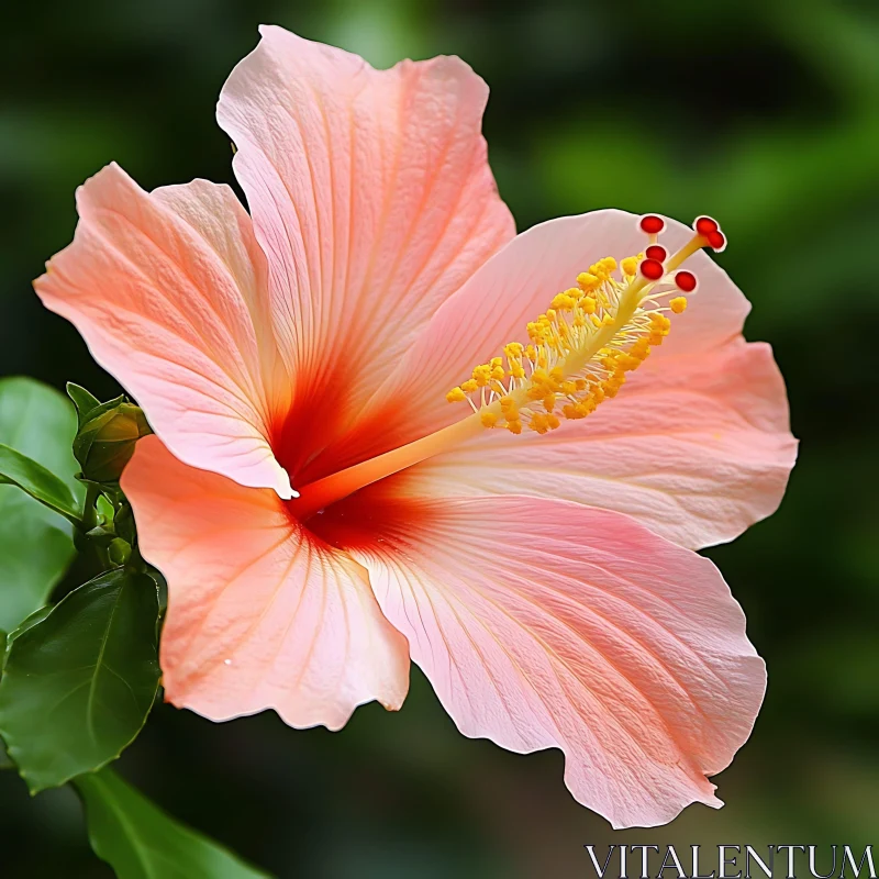 Delicate Hibiscus Flower in Bloom AI Image