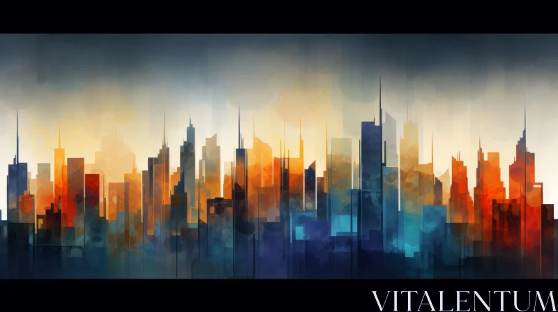 AI ART Abstract City Skyline: Modern Buildings & Futuristic Cityscapes