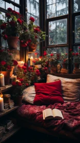 Cozy Window Seat with Red Book | Romantic Themes | Atmospheric Installations