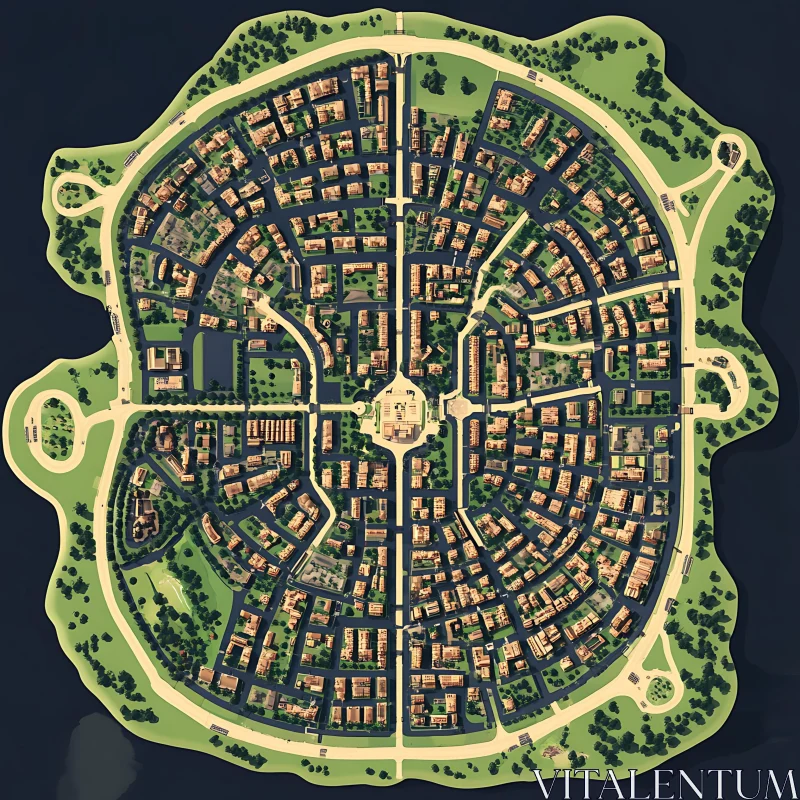 Circular Urban Layout with Green Spaces Circular Urban Layout with Green Spaces