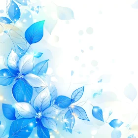 Floral Abstract Art with Blue Flowers