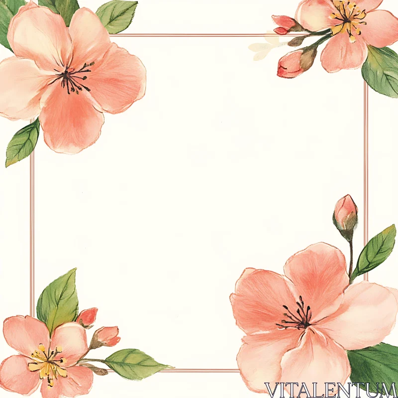 Botanical Pink Flower Border