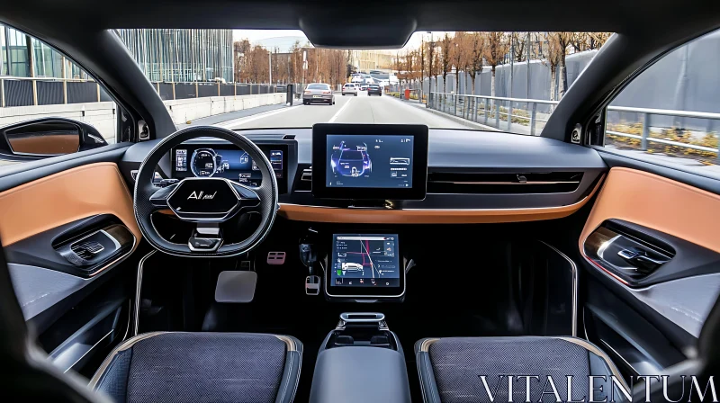 Self-Driving Car Interior with Advanced Touch Screen Technology Self-Driving Car Interior with Advanced Touch Screen Technology