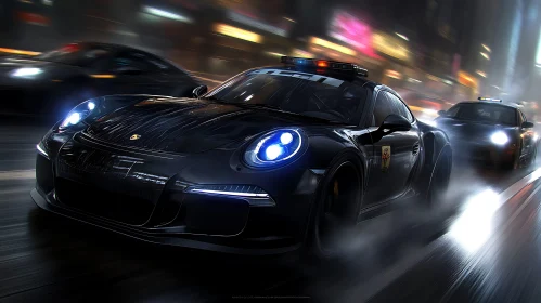Fast-Paced Nighttime Police Pursuit in Urban Setting