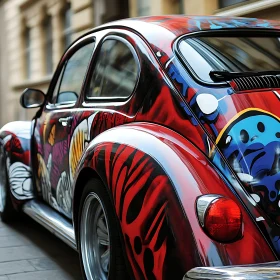 Colorful Vintage Car with Street Art