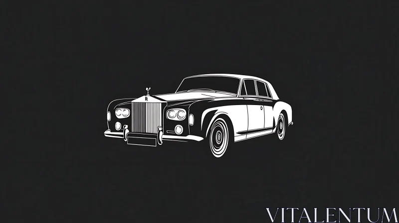 Classic Rolls Royce in Black and White Illustration Classic Rolls Royce in Black and White Illustration