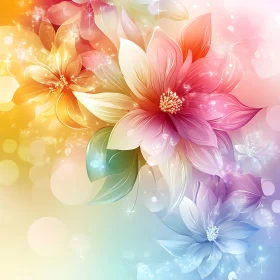 Abstract Floral Art with Pastel Background