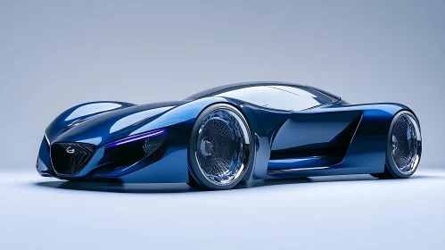 Modern Aerodynamic Blue Supercar