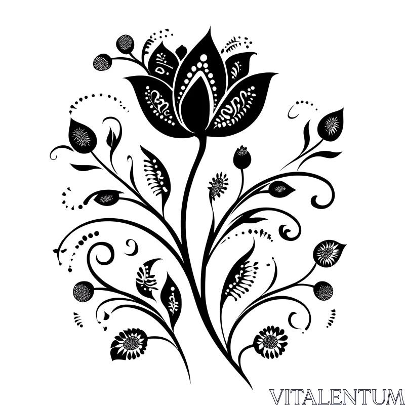 Ornamental Floral Artwork in Monochrome Ornamental Floral Artwork in Monochrome