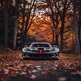 Sports Car Amidst Autumn Leaves