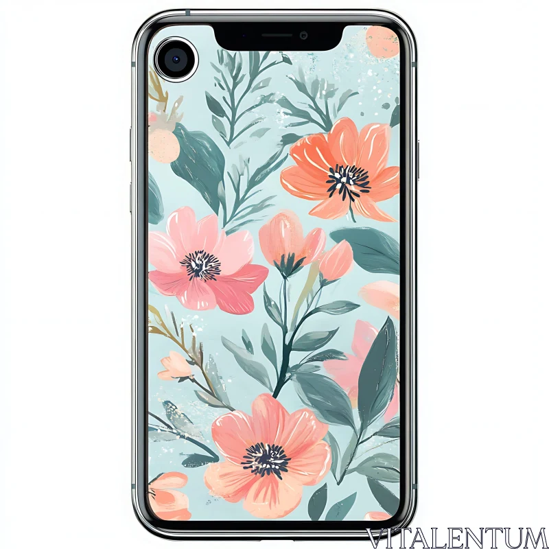 Pastel Floral Design on Phone Case AI Image