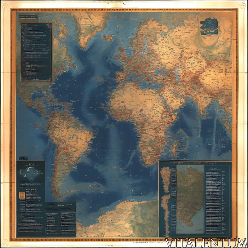 Classic World Map of Continents and Countries AI Image