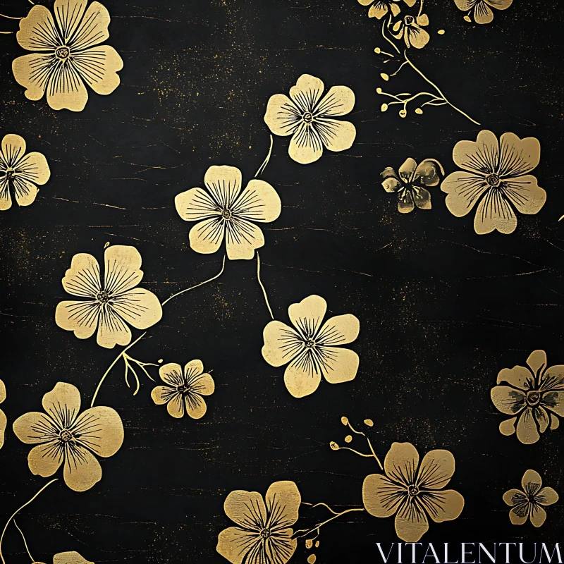 Luxurious Golden Floral Art AI Image