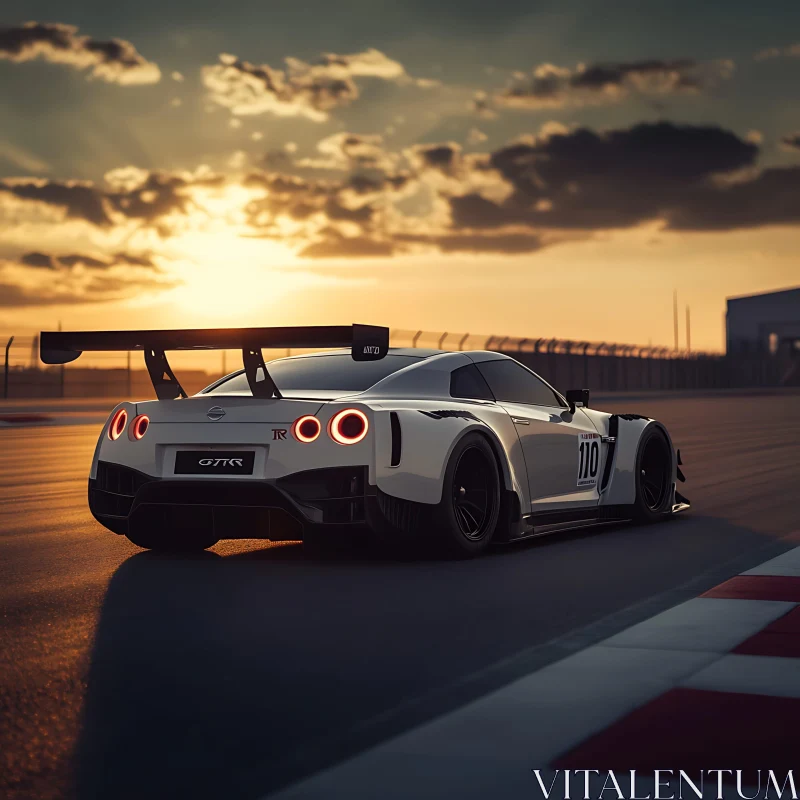 Sunset Racing Car on Track AI Image