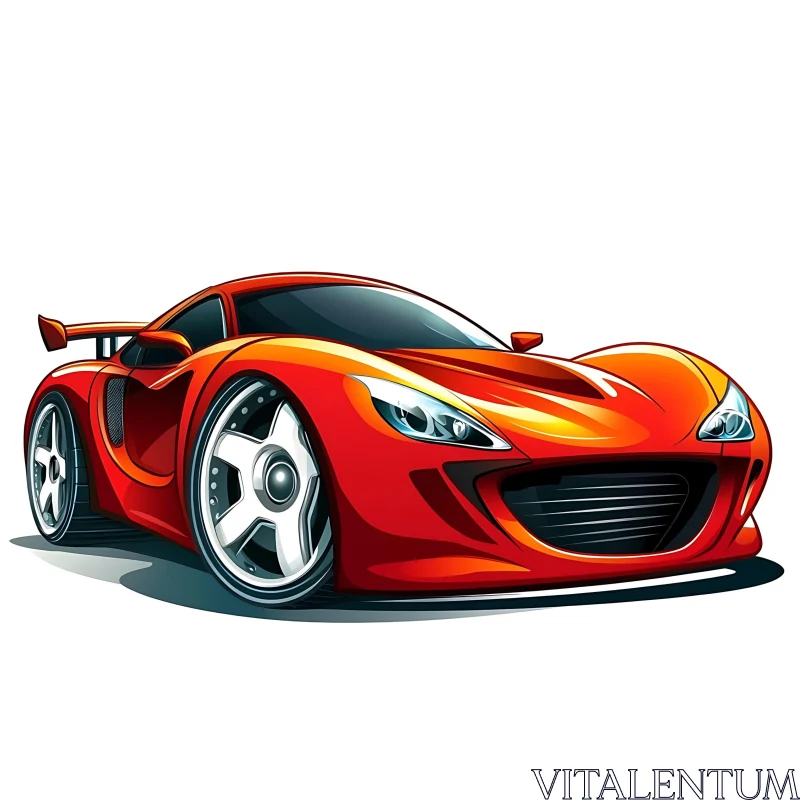 Stylized Red Sports Car Artwork AI Image