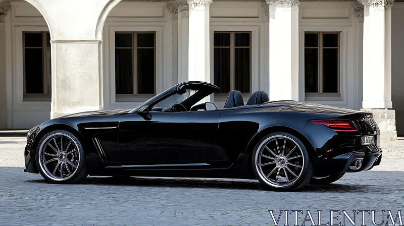 Luxury Black Convertible in Classic Setting AI Image