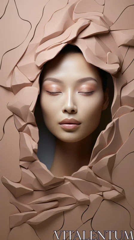 AI ART Gazing Through Porous Surface: Chinese Model in Soft Tones
