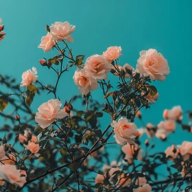 Peach Roses in Nature