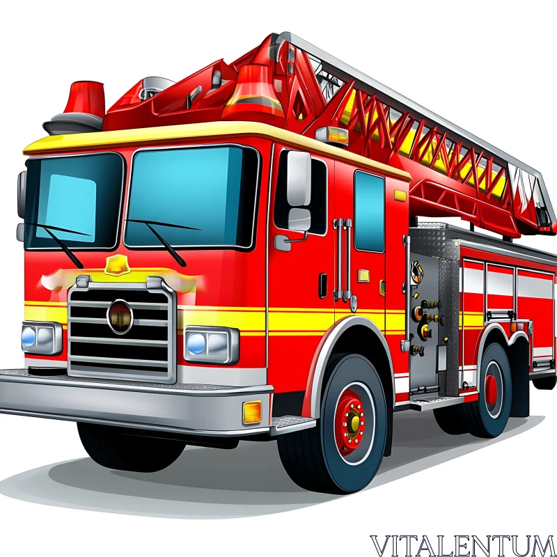 Detailed Fire Truck Drawing AI Image