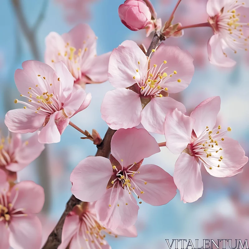 Pink Cherry Blossoms in Full Bloom AI Image