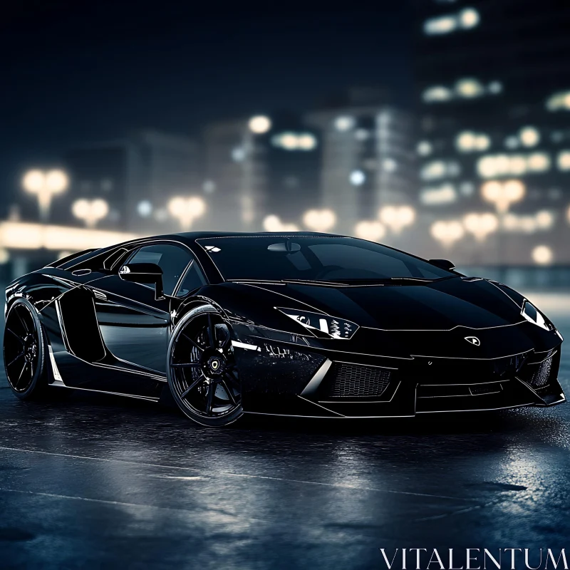 Luxury Sports Car in Dimly Lit Urban Setting AI Image