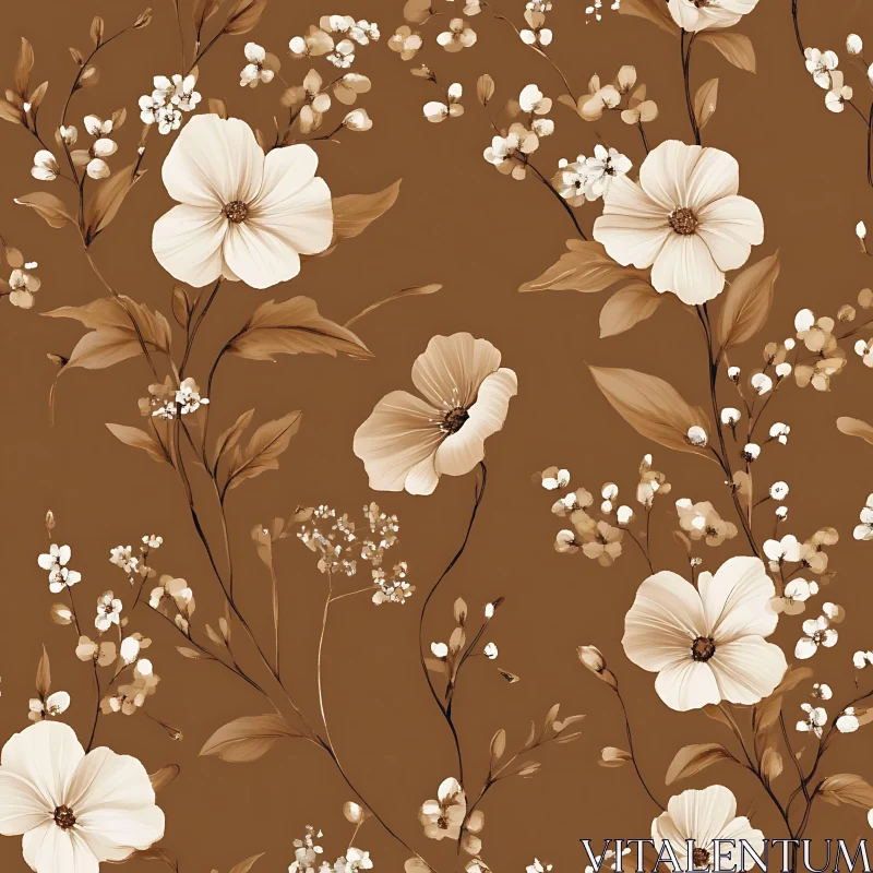 AI ART Vintage Elegance: Sepia Floral Design