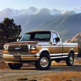 Classic Ford Truck with Mountain View