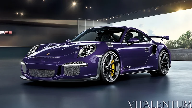 Luxurious Purple Sports Car on Display AI Image