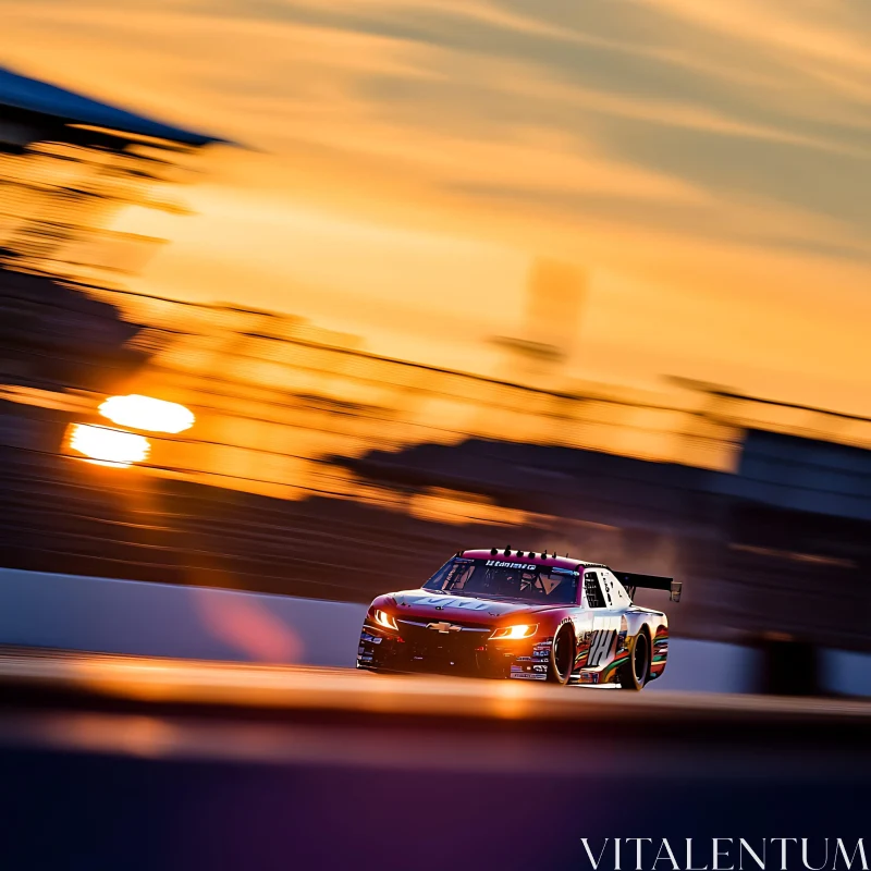 AI ART Racing Car on Track at Dusk