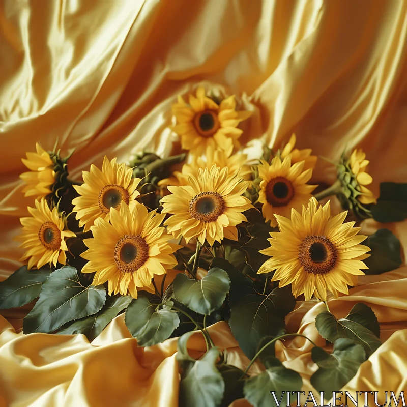 AI ART Sunflower Arrangement on Silk