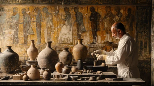 Man Investigates Ancient Artifacts