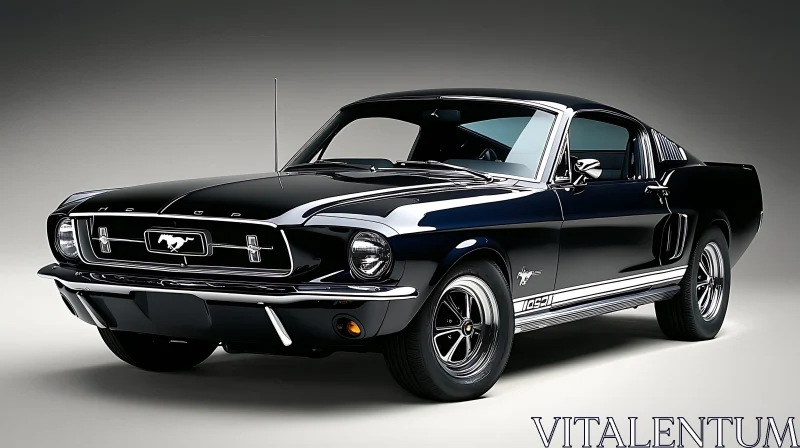 Vintage Mustang Car in Sleek Black AI Image