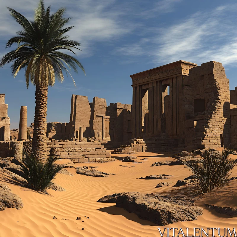 Ancient Egyptian Architecture in Arid Desert AI Image