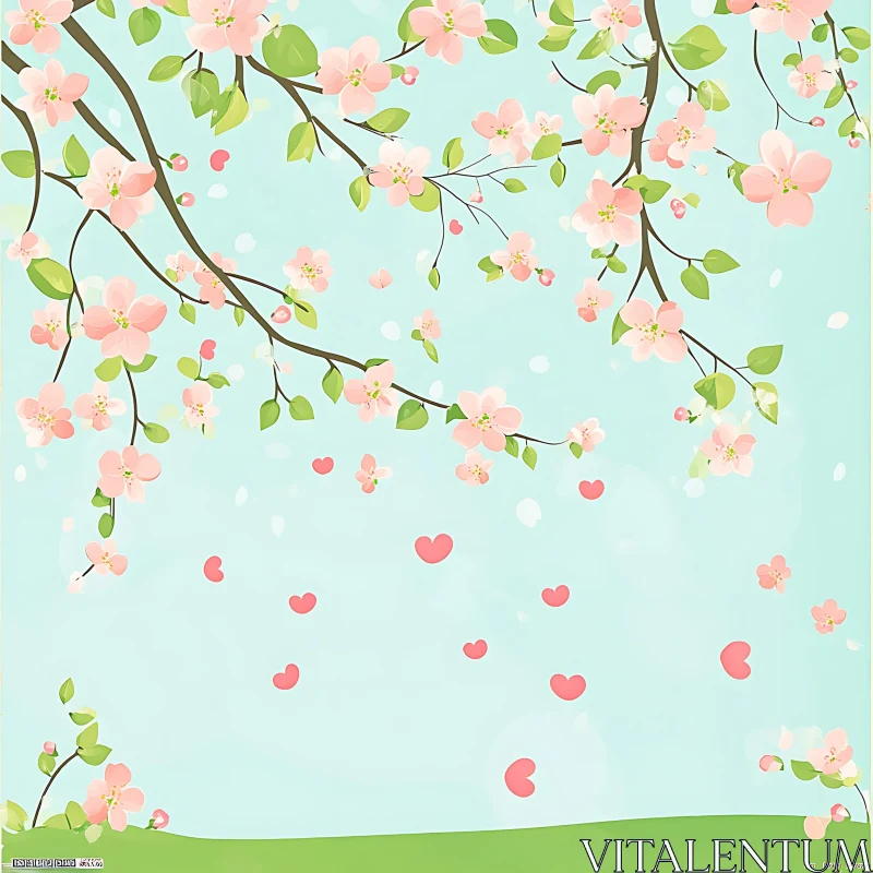 AI ART Delicate Blossoms and Floating Petals Art