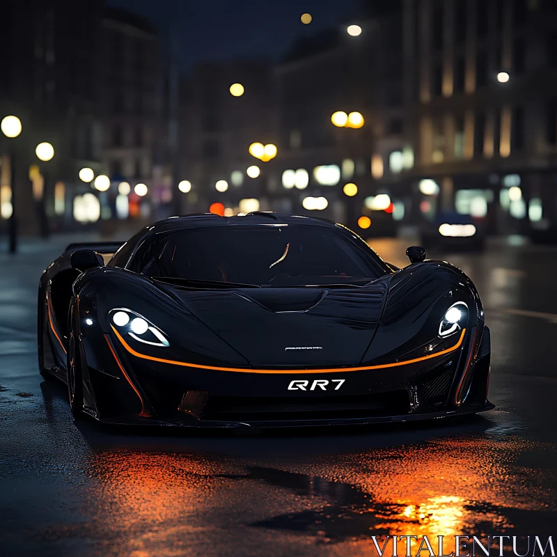 Luxury Supercar at Night AI Image