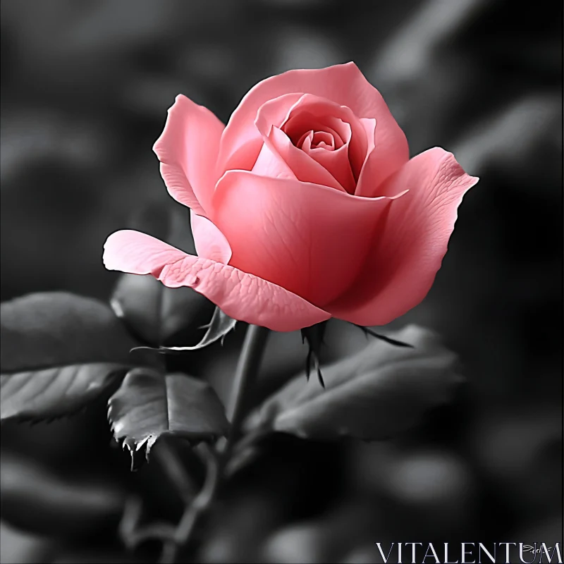 Elegant Pink Rose Captured in Striking Detail AI Image