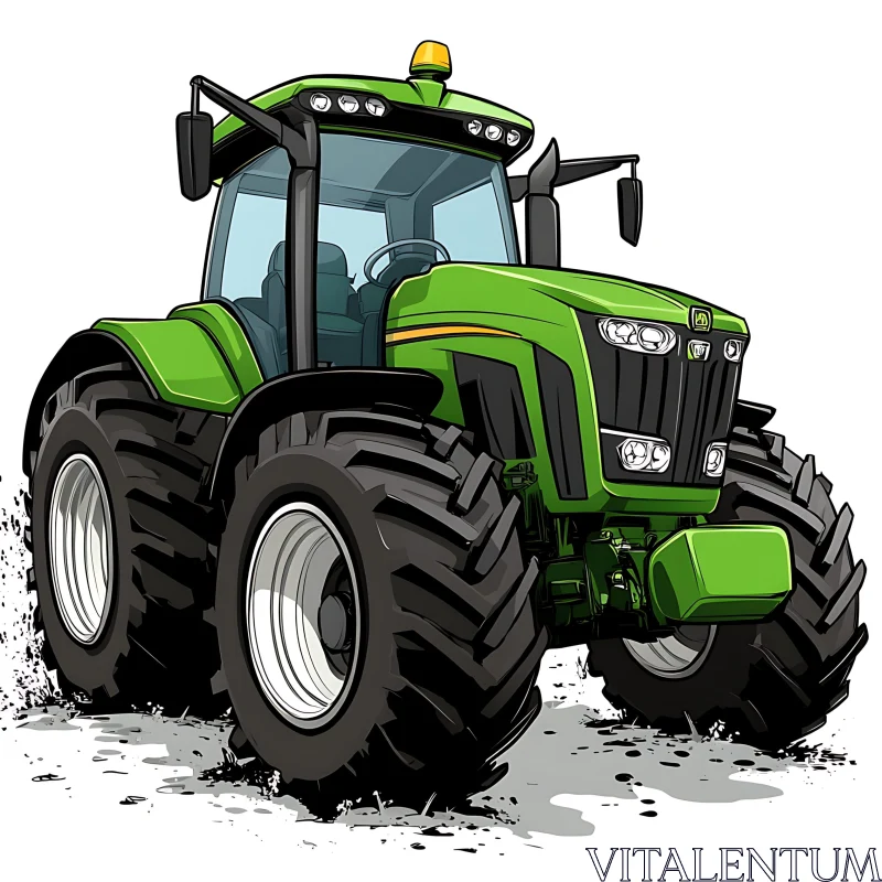 Modern Farm Tractor with Large Wheels AI Image