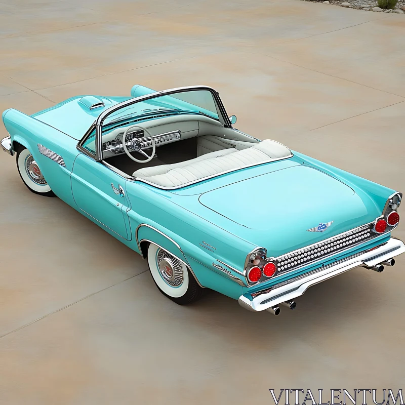 1950s Classic Aqua Blue Convertible AI Image