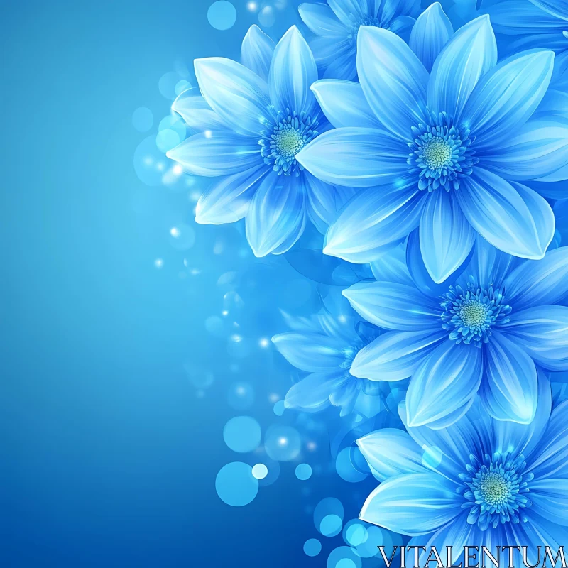 Ethereal Blue Floral Art AI Image